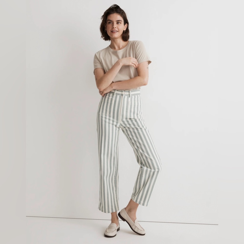 Emmett 2.0 Wide-Leg Crop Pants in Stripe: Patch-Pocket Edition Size 27